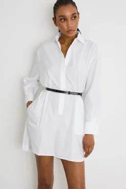 Abito a camicia con spacchi - Bianco