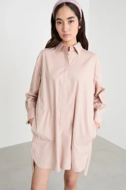 Abito a camicia con spacchi - Rosa