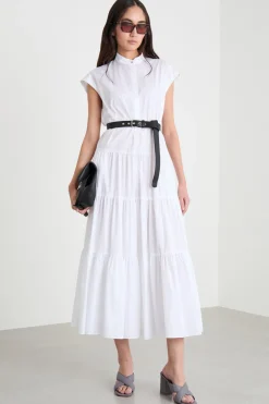Abito a camicia smanicato - Bianco