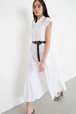 Abito a camicia smanicato - Bianco