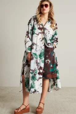 Abito a camicia - Verde Marrone Bianco