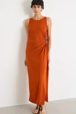 Abito aderente con cut-out - Arancione