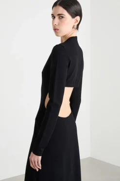 Abito aderente con cut-out sul retro - Nero