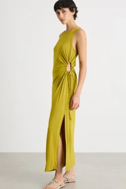 Abito aderente con cut-out - Verde