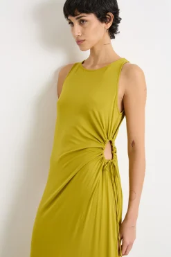 Abito aderente con cut-out - Verde