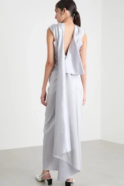 Abito aderente con drappeggi - Argento
