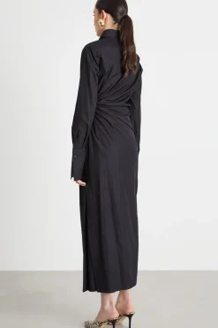 Abito aderente con drappeggio - Nero