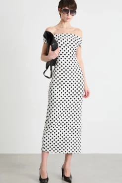 Abito aderente in jersey - Bianco Nero