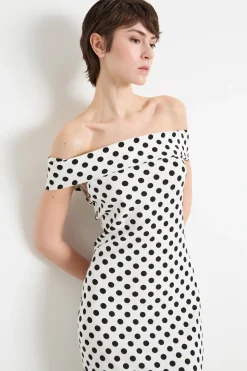 Abito aderente in jersey - Bianco Nero