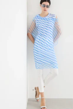 Abito a doppio strato - Azzurro Bianco