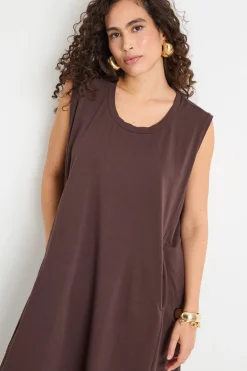 Abito ampio con coulisse - Marrone