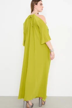 Abito ampio in crepe de chine di seta - Verde