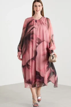 Abito ampio in georgette - Rosa Nero