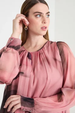 Abito ampio in georgette - Rosa Nero