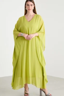 Abito ampio in georgette - Verde