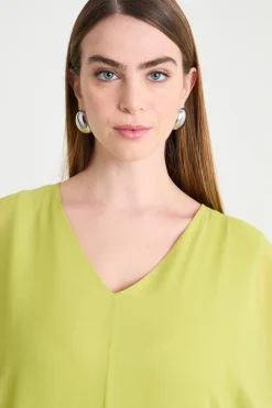 Abito ampio in georgette - Verde