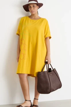 Abito ampio in jersey - Giallo
