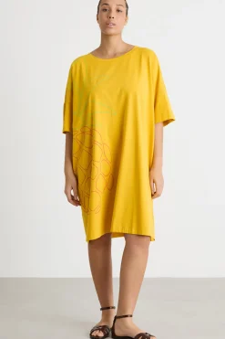 Abito ampio in jersey - Giallo