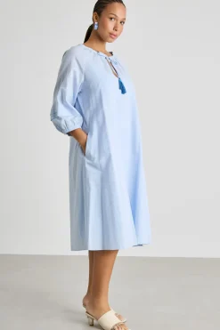 Abito ampio in tela - Azzurro