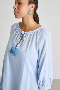 Abito ampio in tela - Azzurro