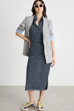 Abito a polo in jersey tulle - Blu