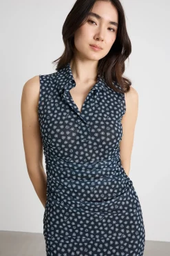 Abito a polo in jersey tulle - Blu