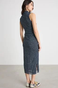 Abito a polo in jersey tulle - Blu