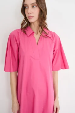 Abito a polo svasato - Fuxia