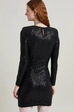 Abito a tubino con paillettes - Nero