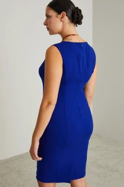 Abito a tubino in cady stretch - Bluette