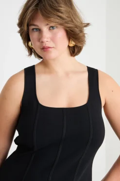 Abito a tubino in maglia - Nero