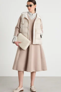 Abito a V in jersey accoppiato - Beige