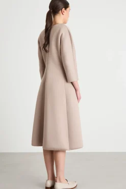 Abito a V in jersey accoppiato - Beige