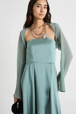 Abito bustier con coprispalle - Verde