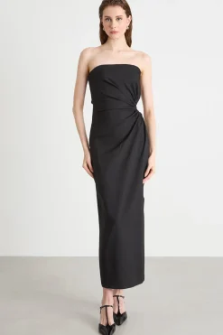 Abito bustier con cut-out laterale - Nero