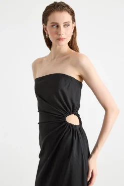 Abito bustier con cut-out laterale - Nero