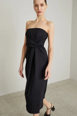 Abito bustier con drappeggio - Nero