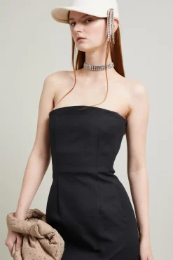 Abito bustier con spacco - Nero