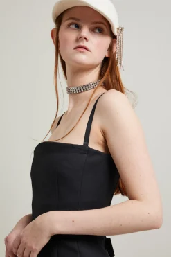 Abito bustier con spacco - Nero