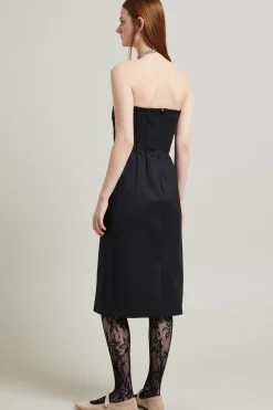 Abito bustier con spacco - Nero