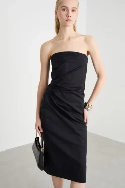 Abito bustier in gabardina - Nero