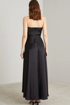 Abito bustier in raso - Nero