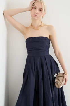 Abito bustier in taffetà - Blu