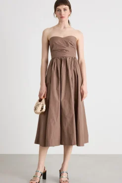 Abito bustier in taffetà - Marrone