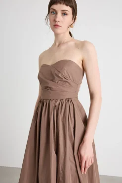 Abito bustier in taffetà - Marrone