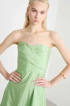 Abito bustier in taffetà - Verde