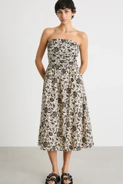 Abito bustier stampato - Avorio Nero