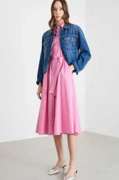 Abito chemisier con cintura - Rosa