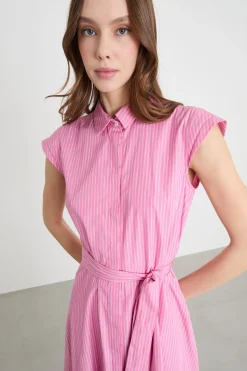 Abito chemisier con cintura - Rosa