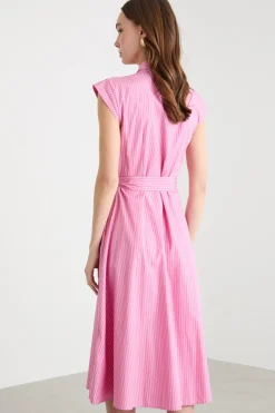 Abito chemisier con cintura - Rosa